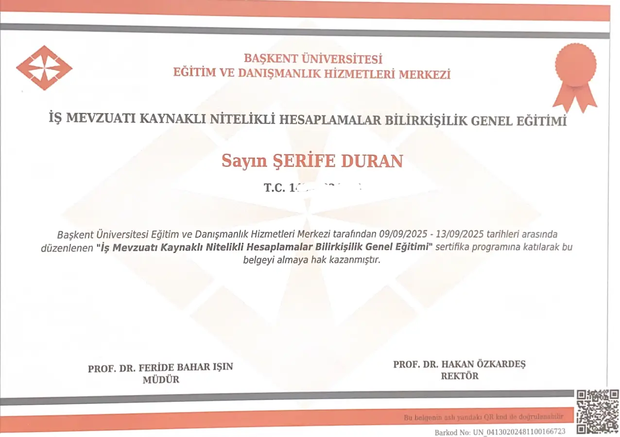 Av. Şerife Duran İş Mevzuatı Nitelikli Hesaplamalar Bilirkişilik Eğitimi